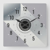 Modern zilveren metalen decor - Antiek grijs Vierkante Klok (Voorkant)