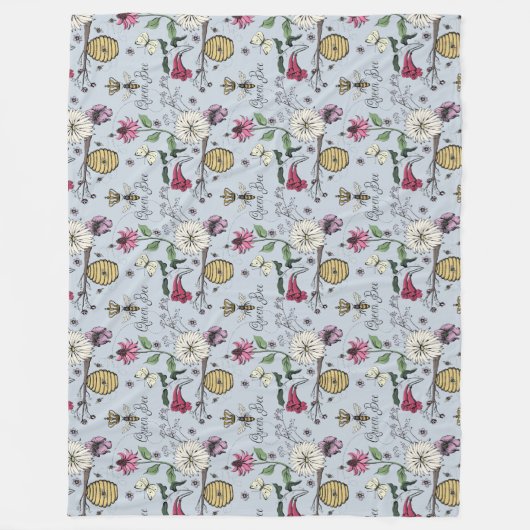 Modern zilveren mist koningin bij bloemmotief fleece deken (Voorkant)