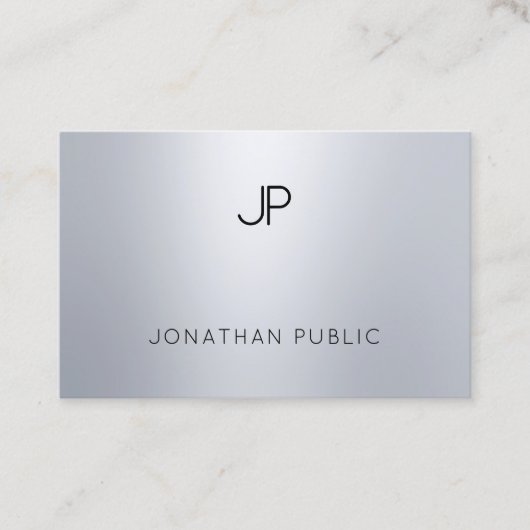Modern Zilveren Monogram Elegant Professioneel Een Visitekaartje (Voorkant)