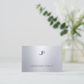Modern Zilveren Monogram Elegant Professioneel Een Visitekaartje (Staand voorkant)