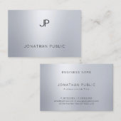 Modern Zilveren Monogram Elegant Professioneel Een Visitekaartje (Voorkant / Achterkant)