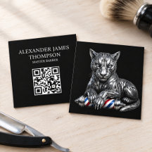 Modern Zilveren Panther Kapperszaak Logo Qr Code