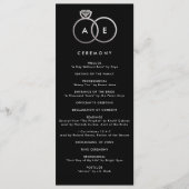 Modern zilveren ringen aangepaste bruiloft program programmakaart (Voorkant)