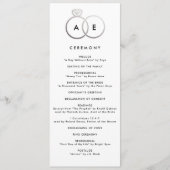 Modern zilveren ringen aangepaste bruiloft program programmakaart (Voorkant)