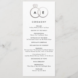 Modern zilveren ringen aangepaste bruiloft program programmakaart