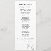 Modern zilveren ringen aangepaste bruiloft program programmakaart (Achterkant)