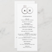 Modern zilveren ringen aangepaste bruiloft program programmakaart (Voorkant / Achterkant)