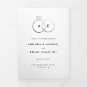 Modern zilveren ringen gevouwen bruiloft programma (Cover)