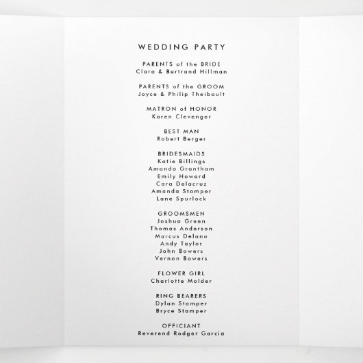 Modern zilveren ringen gevouwen bruiloft programma (Binnenkant midden)