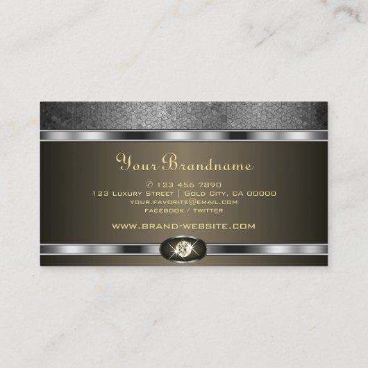 Modern Zilveren Sieraden Ontwerp met Faux Strass Visitekaartje (Achterkant)