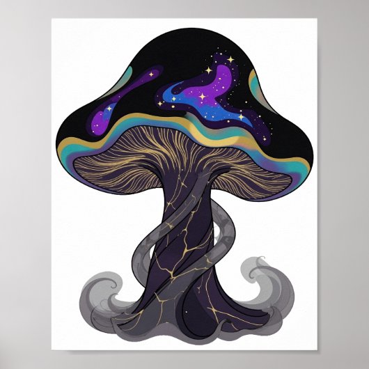 Modern Zilveren SPACE MUSHROOM Slogan Design Poster (Voorkant)