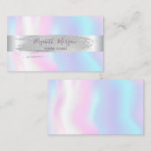 Modern, zilveren streep, penseelstreek, holografis visitekaartje (Voorkant / Achterkant)