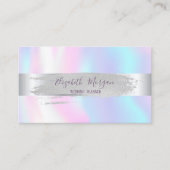 Modern, zilveren streep, penseelstreek, holografis visitekaartje (Voorkant)