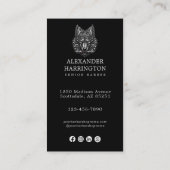 Modern Zilveren Wolf Kapperszaak Logo Qr Code Visitekaartje (Achterkant)