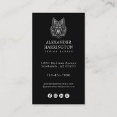 Modern Zilveren Wolf Kapperszaak Logo Qr Code Visitekaartje (Achterkant)