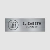 Modern Zilveren Zakelijk Logo Naamplaatje (Voorkant)