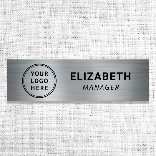 Modern Zilveren Zakelijk Logo Naamplaatje