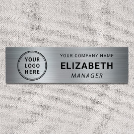 Modern Zilveren Zakelijk Logo Naamplaatje