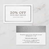 Modern zilverfolie - kortingsbon kortingskaartje (Voorkant / Achterkant)