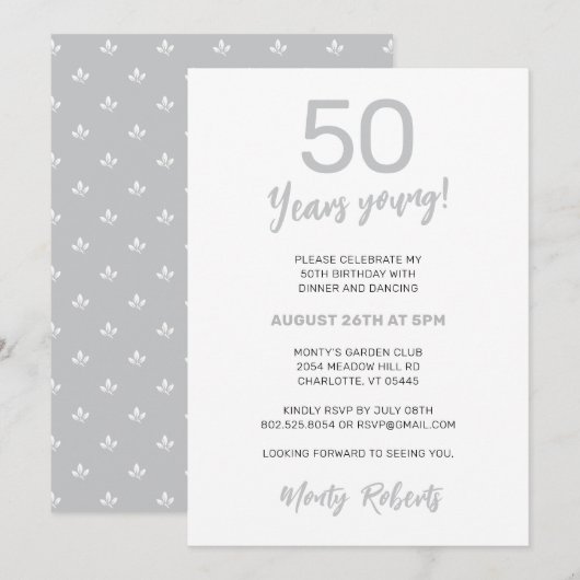 Modern zilvergrijs Mannen Kaart (Voorkant / Achterkant)