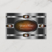 Modern zilverkleurig Sinaasappel marmer en faux di Visitekaartje (Voorkant)