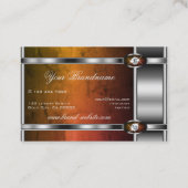 Modern zilverkleurig Sinaasappel marmer en faux di Visitekaartje (Achterkant)