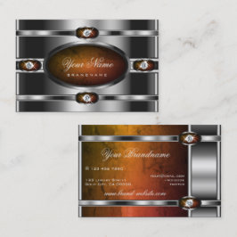 Modern zilverkleurig Sinaasappel marmer en faux di Visitekaartje