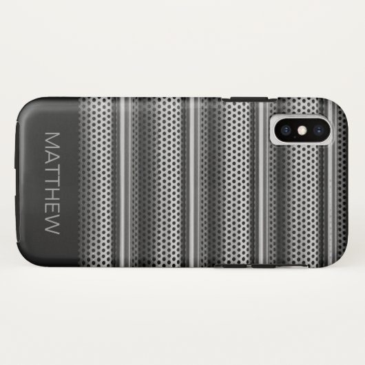Modern zilvermonogram Case-Mate iPhone case (Achterkant (horizontaal))