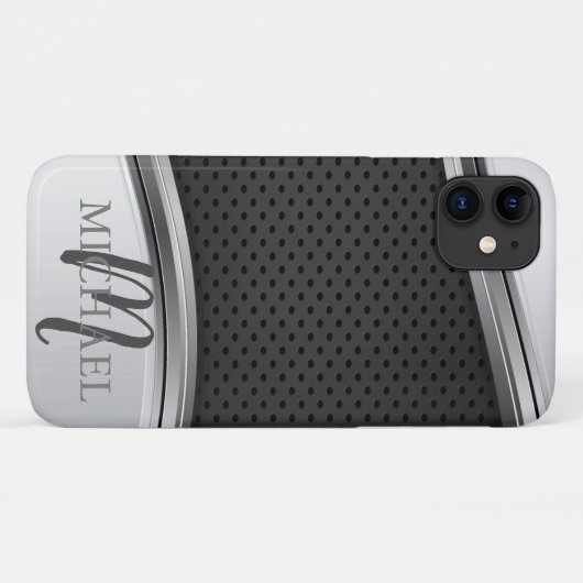 Modern Zilverzwart Monogram Case-Mate iPhone Case (Achterkant (horizontaal))