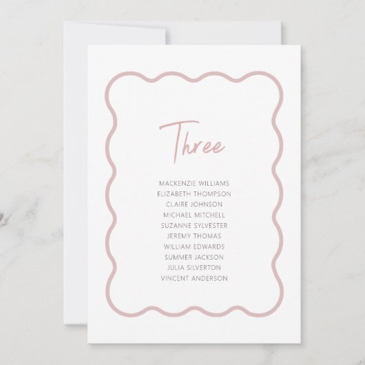 Modern zitschema roze golvende rand Kaart (Voorkant)