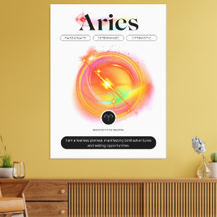 Modern Zodiac Sign ARIES Quote elementenvuur Canvas Afdruk