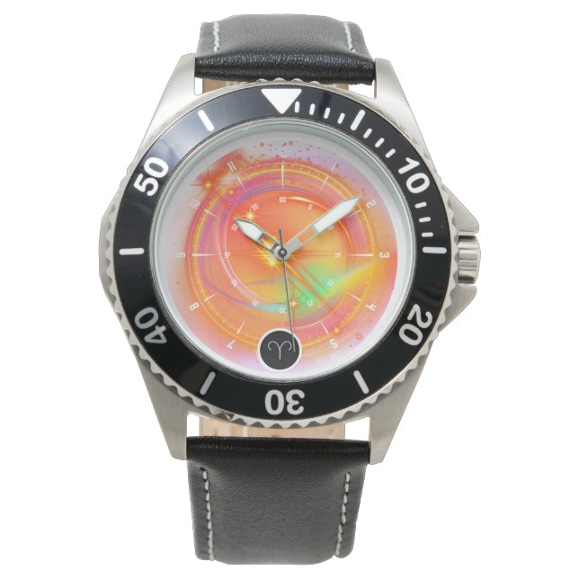 Modern Zodiac Sign ARIES Quote | elementenvuur Horloge (Voorkant)