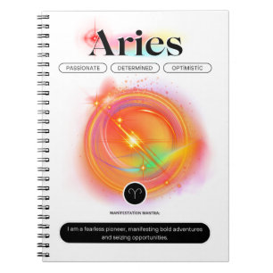 Modern Zodiac Sign ARIES Quote elementenvuur Notitieboek