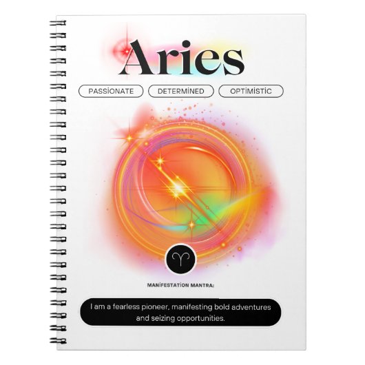 Modern Zodiac Sign ARIES Quote | elementenvuur Notitieboek (Voorkant)