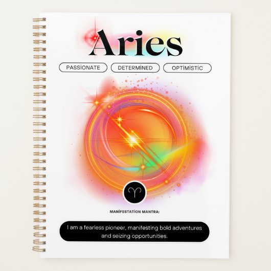 Modern Zodiac Sign ARIES Quote | elementenvuur Planner (Voorkant)