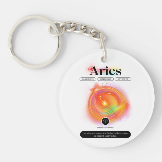 Modern Zodiac Sign ARIES Quote | elementenvuur Sleutelhanger (Voorkant)