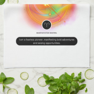 Modern Zodiac Sign ARIES Quote   elementenvuur Theedoek