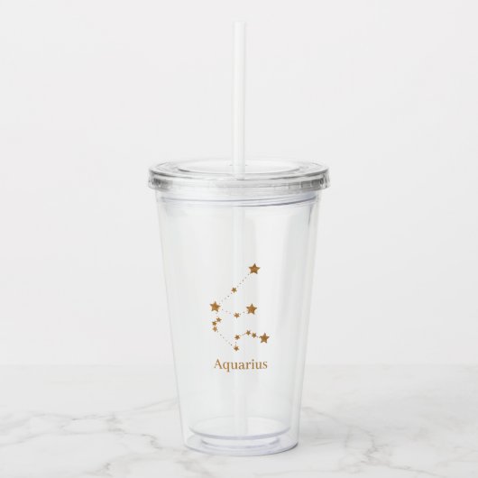 Modern Zodiac Sign Gold Aquarius | Element Air Acryl Drinkbeker (Voorkant)