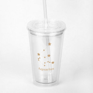 Modern Zodiac Sign Gold Aquarius Element Air Acryl Drinkbeker
