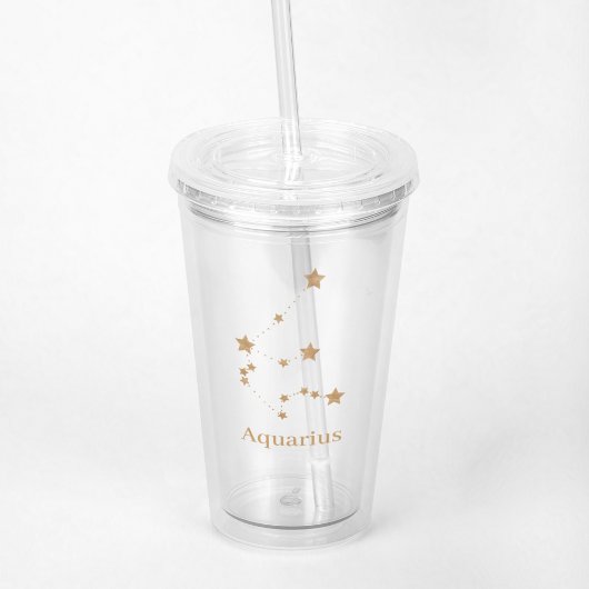 Modern Zodiac Sign Gold Aquarius | Element Air Acryl Drinkbeker
