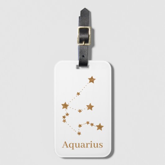 Modern Zodiac Sign Gold Aquarius | Element Air Bagagelabel (Voorkant (verticaal))