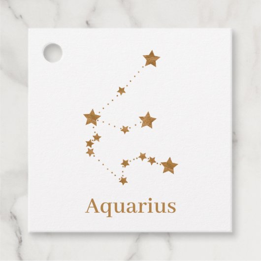 Modern Zodiac Sign Gold Aquarius | Element Air Bedankjes Labels (Voorkant)