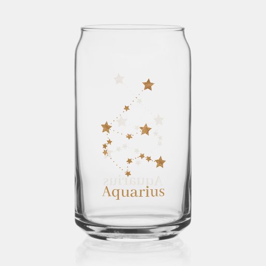 Modern Zodiac Sign Gold Aquarius | Element Air Blikvorm Glas (Achterkant)