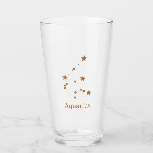 Modern Zodiac Sign Gold Aquarius | Element Air Glas (Voorkant)