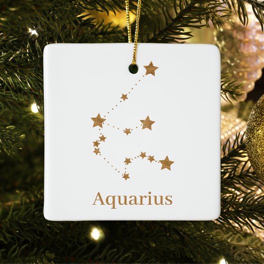 Modern Zodiac Sign Gold Aquarius | Element Air Keramisch Ornament