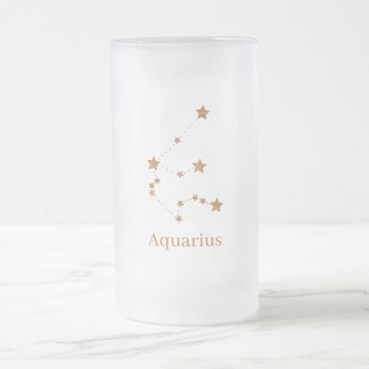 Modern Zodiac Sign Gold Aquarius | Element Air Matglas Bierpul (Center)