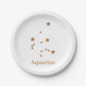 Modern Zodiac Sign Gold Aquarius | Element Air Papieren Bordje (Voorkant)