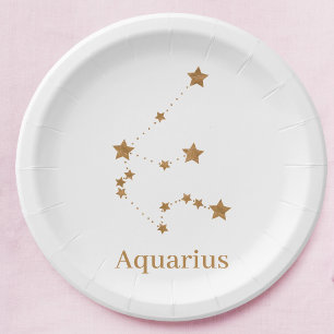 Modern Zodiac Sign Gold Aquarius   Element Air Papieren Bordje