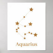Modern Zodiac Sign Gold Aquarius | Element Air Poster (Voorkant)