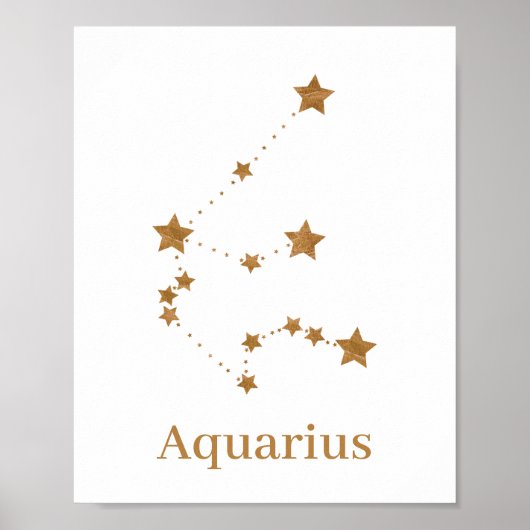 Modern Zodiac Sign Gold Aquarius | Element Air Poster (Voorkant)